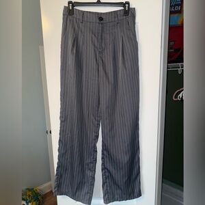 SHEIN Women's Gray Striped Wide Leg Pants